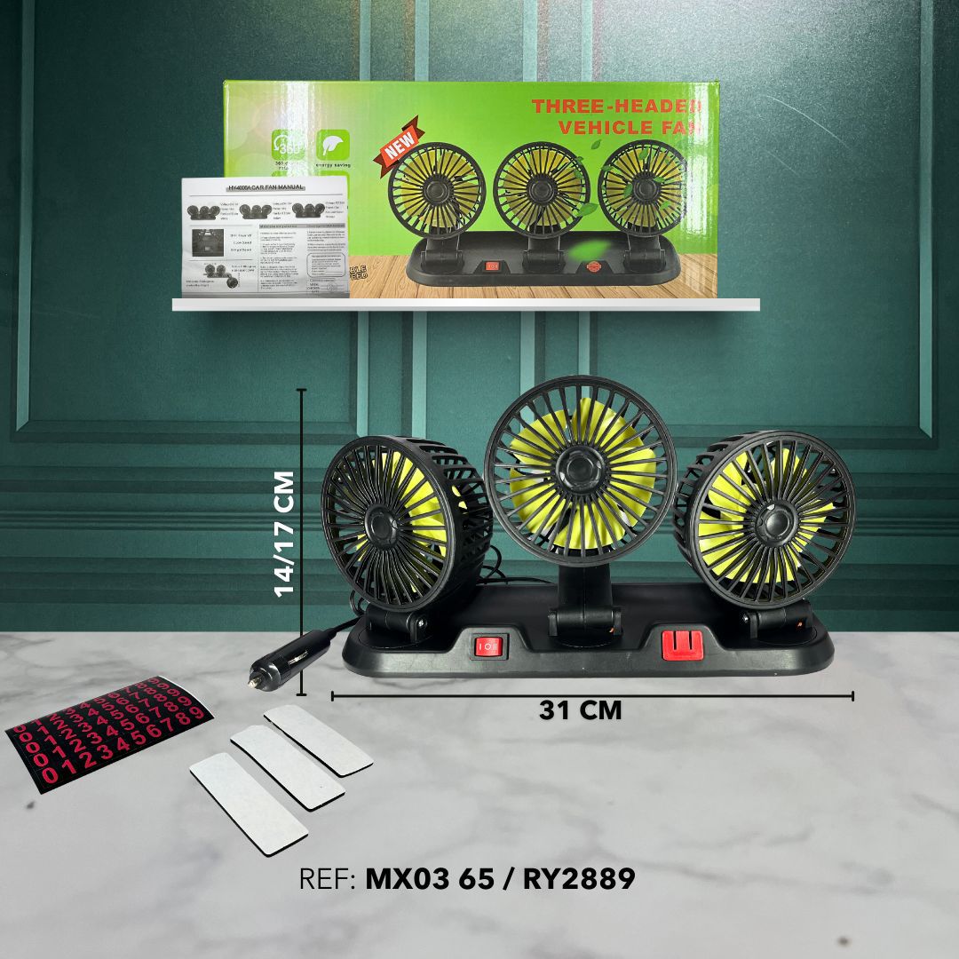 VENTILADOR DE CARRO TRIPLE PARA CARRO