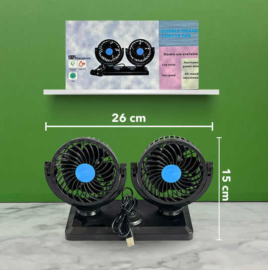 VENTILADOR DOBLE DE CARRO ROTABLE USB